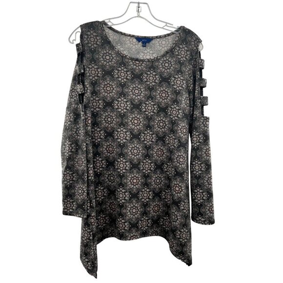 Apt. 9 Women's Long Ladder Sleeve Top Gray/Multi Size Small - Picture 1 of 9